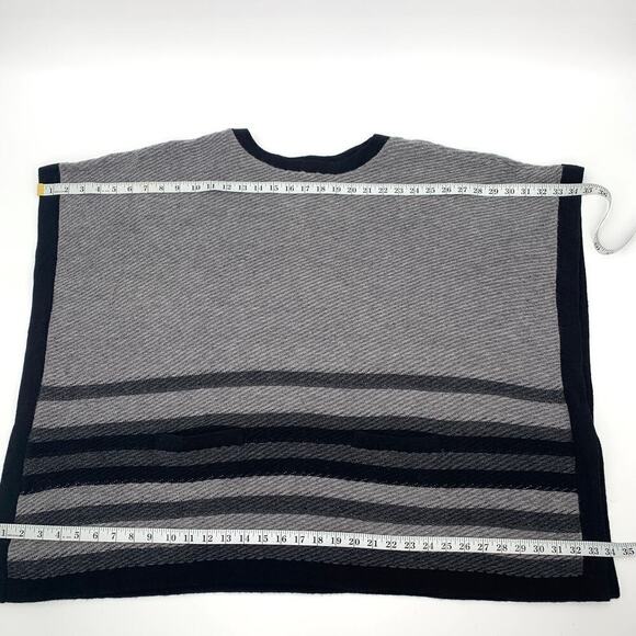 J.Jill Heather Gray Black Pockets Poncho Top One Size Wool Blend Oversized - Picture 8 of 10